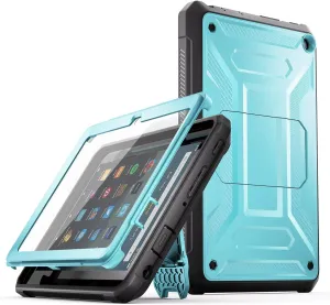 DJ&RPQ All-New 8 & 8 Plus Tablet (12th Generation, 2024 Release) 8,Incompatible iPad Samsung Full Body Rugged Hands-Free Viewing Stand Back Cover with Screen Protector-Blue