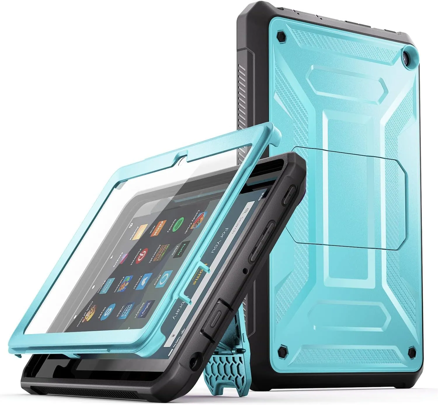 DJ&RPQ All-New 8 & 8 Plus Tablet (12th Generation, 2024 Release) 8,Incompatible iPad Samsung Full Body Rugged Hands-Free Viewing Stand Back Cover with Screen Protector-Blue