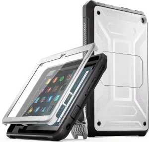DJ&RPQ All-New 8 & 8 Plus Tablet (12th Generation, 2024 Release) 8,Incompatible iPad Samsung Full Body Rugged Hands-Free Viewing Stand Back Cover with Screen Protector-Gray
