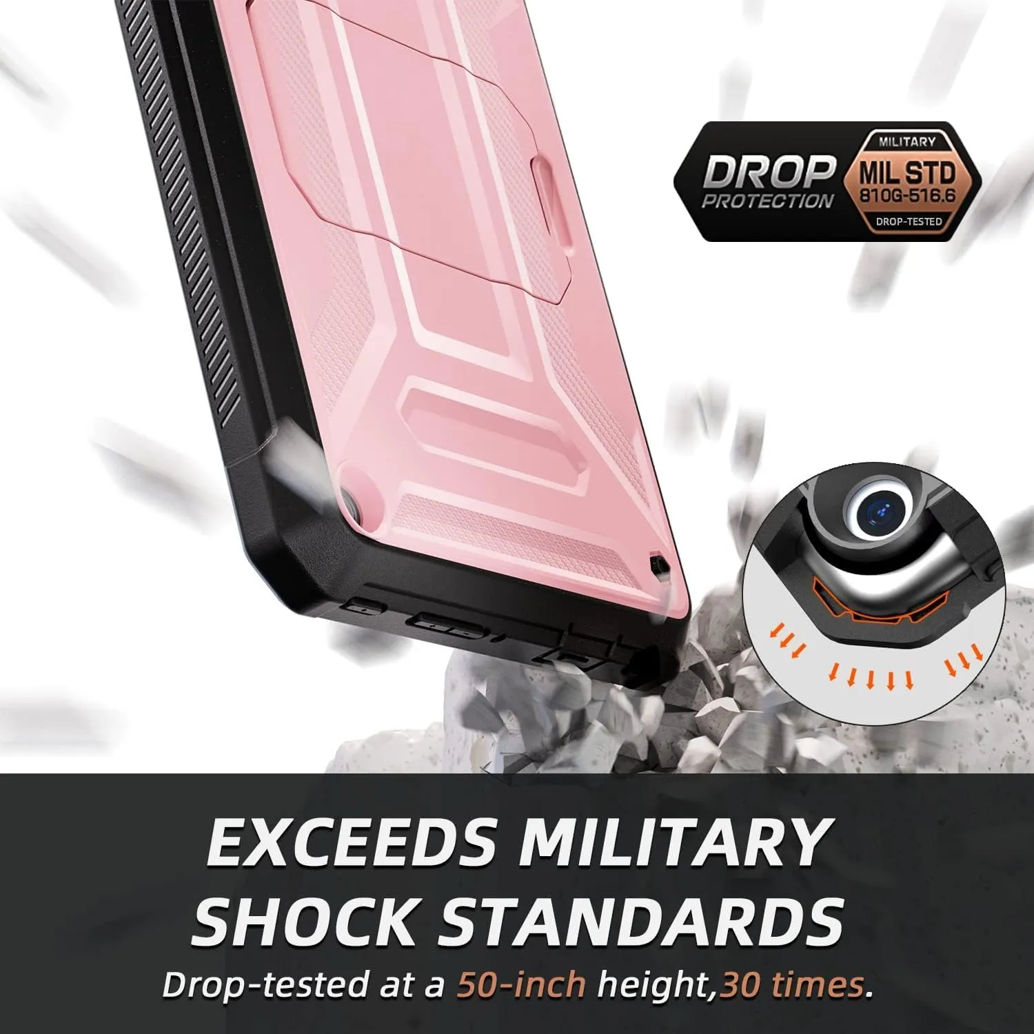 DJ&RPQ All-New 8 & 8 Plus Tablet (12th Generation, 2024 Release) 8,Incompatible iPad Samsung Full Body Rugged Hands-Free Viewing Stand Back Cover with Screen Protector-Pink