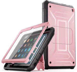 DJ&RPQ All-New 8 & 8 Plus Tablet (12th Generation, 2024 Release) 8,Incompatible iPad Samsung Full Body Rugged Hands-Free Viewing Stand Back Cover with Screen Protector-Pink