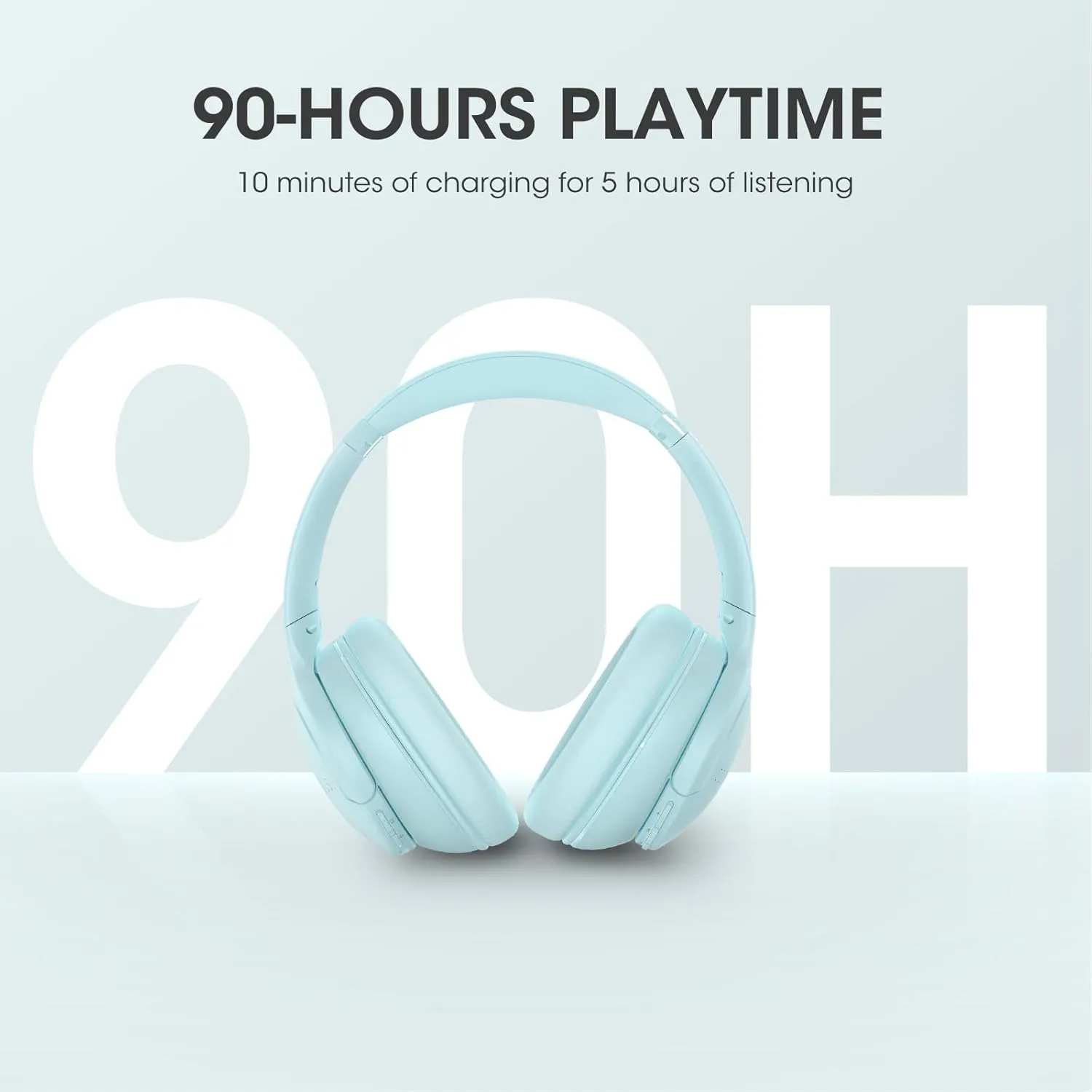 DOQAUS Upgrade Bluetooth Headphones Over Ear, 90H Playtime BT 5.3 Wireless Headphone EQ Modes, Built-in HD Mic, HiFi Stereo Sound, Deep Bass, Memory Foam Cups for Phone/PC&Travel/Gym/Workout