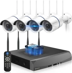 Dual Antenna Enhanced & 100FT Night VisionOutdoor Wireless Security Camera System, WiFi Cameras, Home Video Surveillance Systems, Surveillance DVR Kits