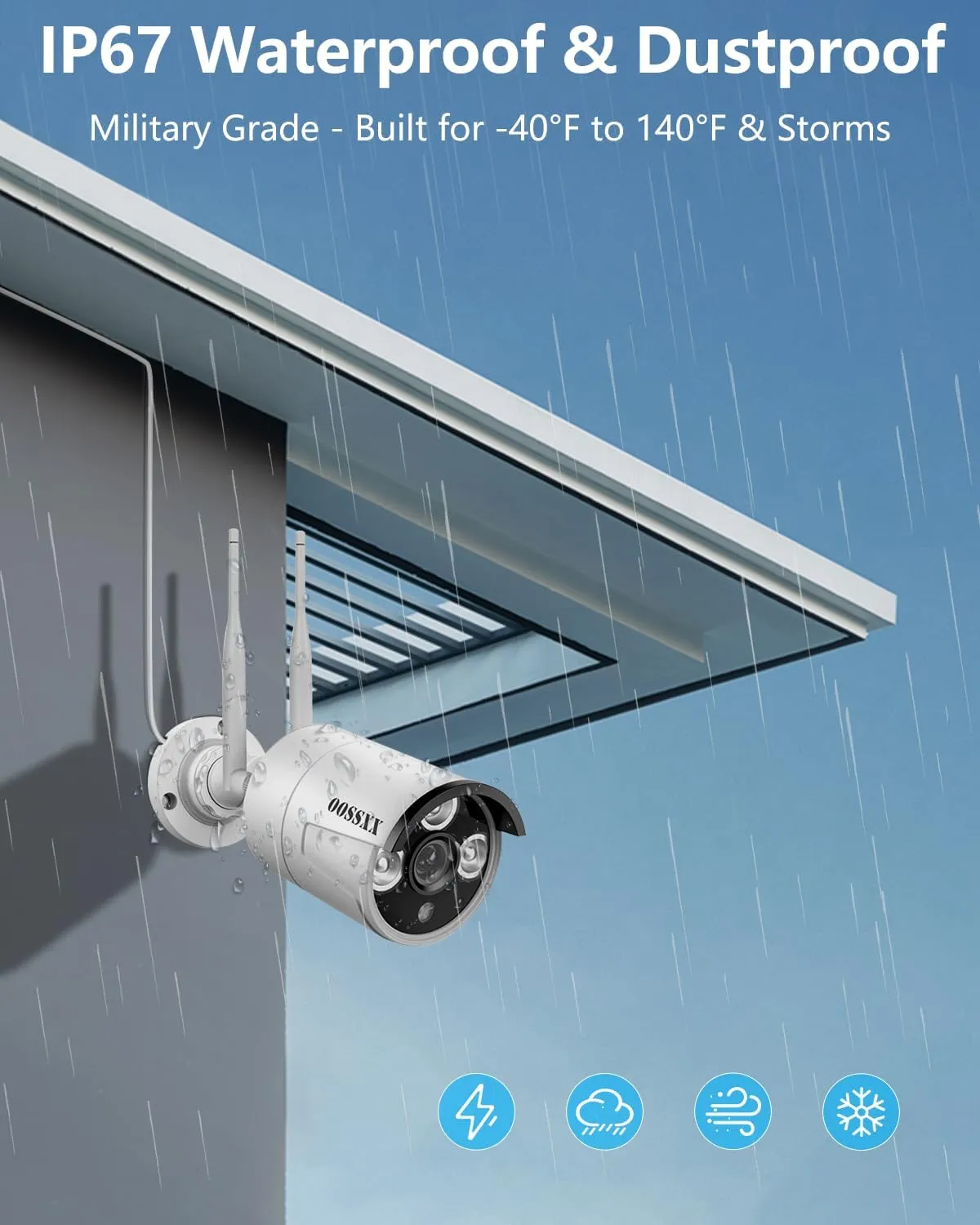 Dual Antennas for Wi-Fi Enhanced AI Human Detected 2K 3.0MP Wireless Security Camera System, Surveillance DVR Kits with 2TB Hard Drive, 4Pcs Outdoor WiFi Security Cameras, with Audio, Night Vision