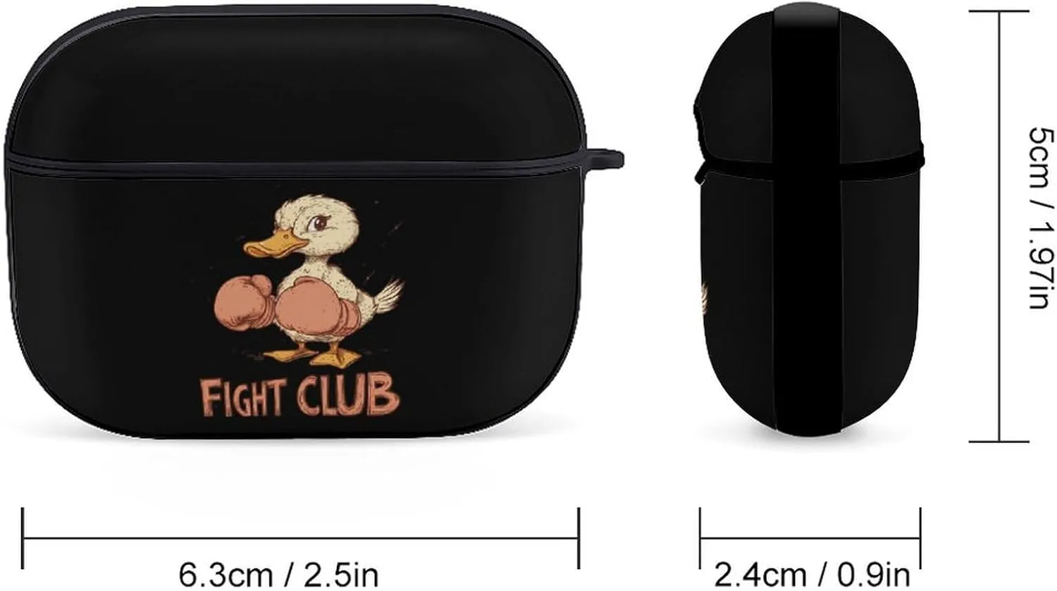 Duck with Boxing Gloves Earbud Case Bluetooth Headphone Case Full Protective Case with Keychain Compatible with Airpods Pro Black-Style