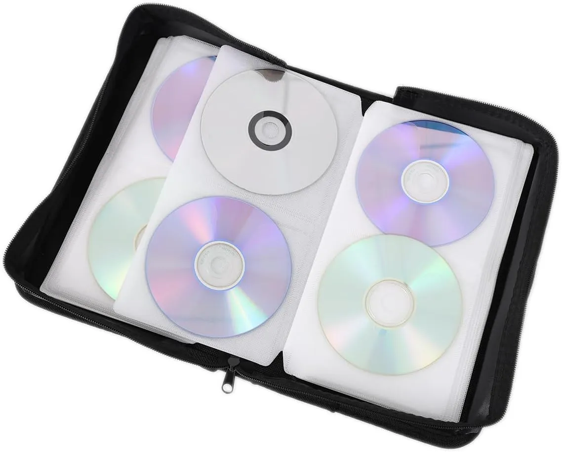 DVD Holders Storage Cases 128 Capacity CD DVD VCD case,CD DVD Wallet Blu-ray Media Case Storage Holder Organizer Wallet Black