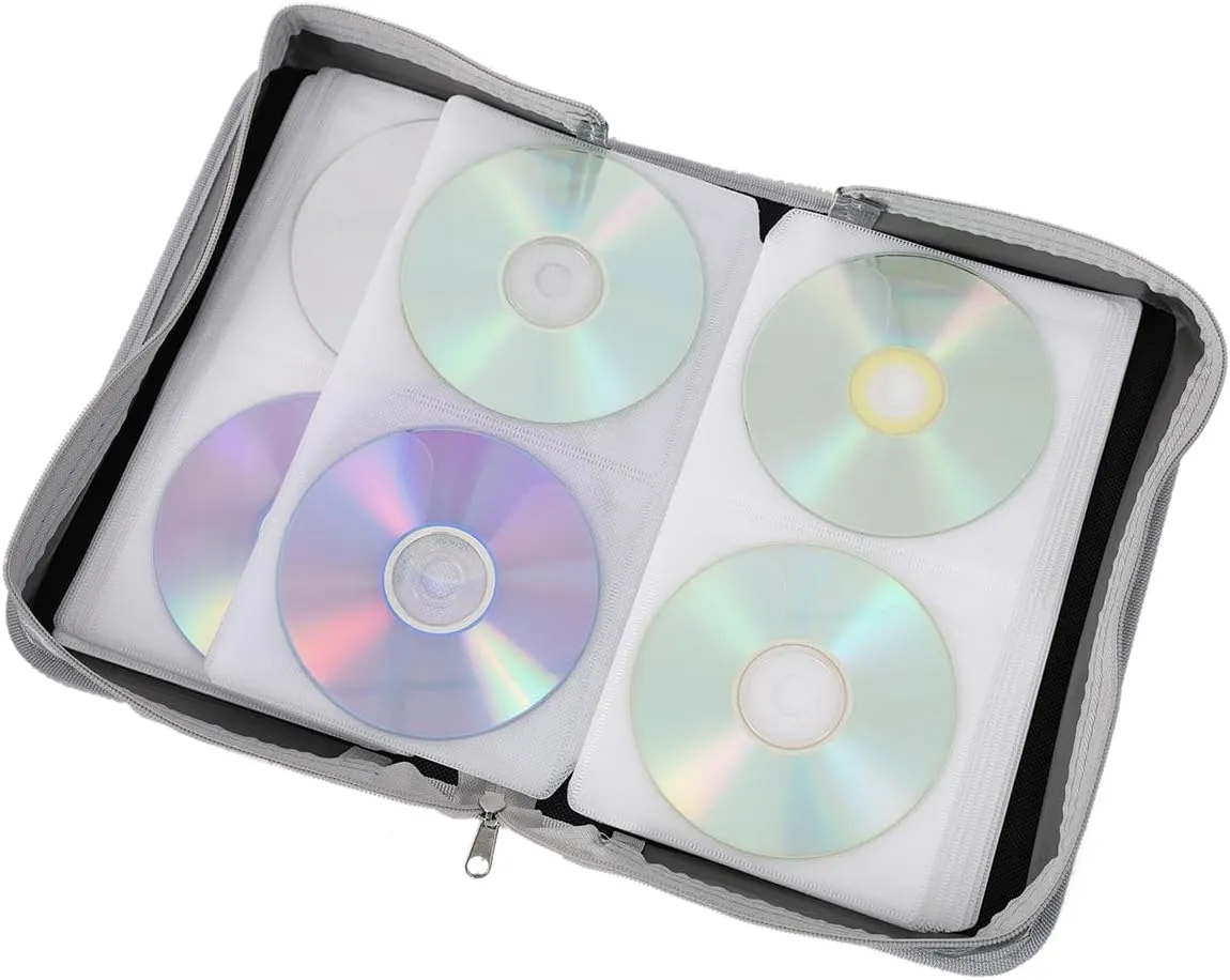 DVD Holders Storage Cases 128 Capacity CD DVD VCD case,CD DVD Wallet Blu-ray Media Case Storage Holder Organizer Wallet Gray