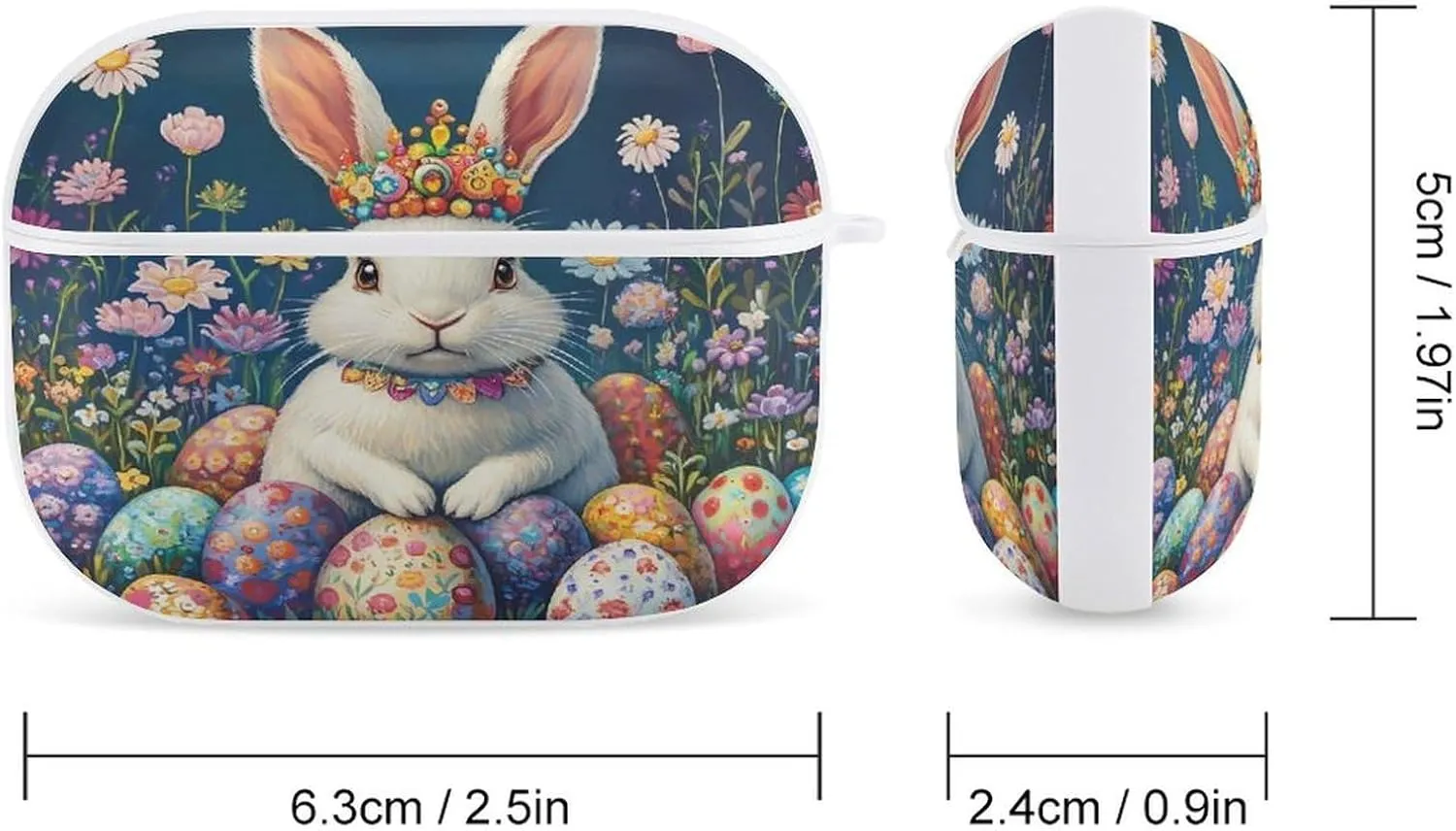 Easter Bunny Egg Earbud Case Bluetooth Headphone Case Full Protective Case with Keychain Compatible with Airpods Pro White-Style