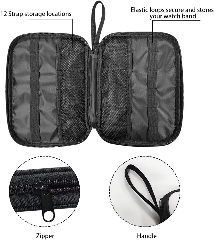 Eiffel Tower Watch Bands Storage Bag Stores 12 Straps, Portable Watch Straps Organizer and Storage Holder with Handle Compatible with All Watch Bands, Watch Band Case for Valentine