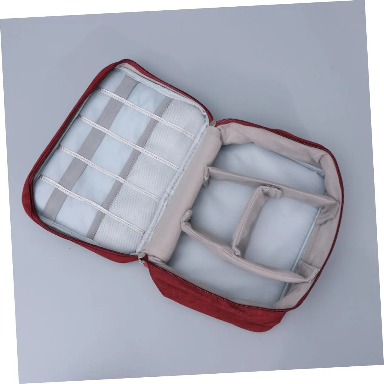 Electronics Organizer Travel Case Cable Carrying Bag Small Electronics Box Bag for Smartphone Tablet Powerbank Wine Red