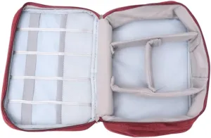 Electronics Organizer Travel Case Cable Carrying Bag Small Electronics Box Bag for Smartphone Tablet Powerbank Wine Red