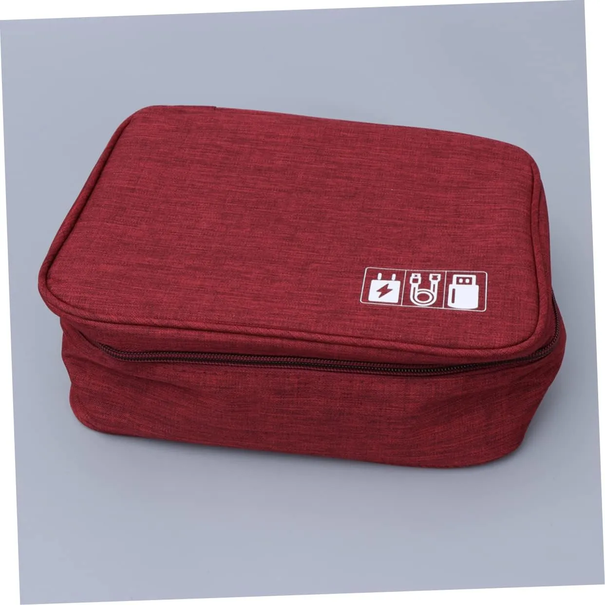 Electronics Organizer Travel Case Cable Carrying Bag Small Electronics Box Bag for Smartphone Tablet Powerbank Wine Red