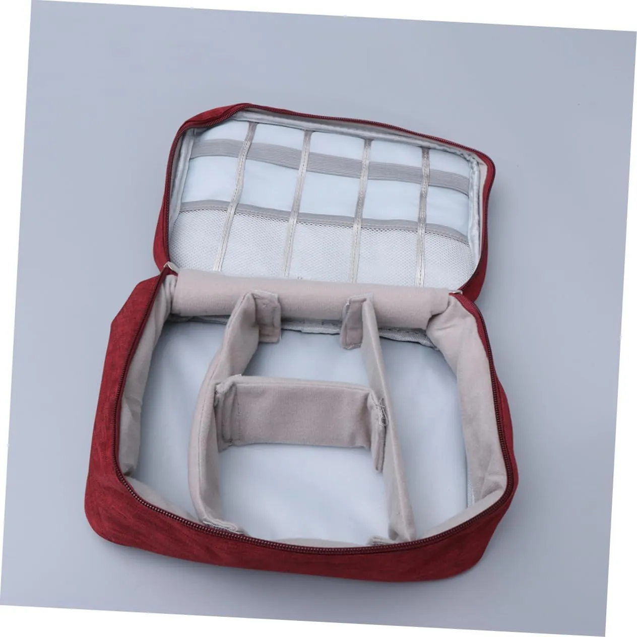 Electronics Organizer Travel Case Cable Carrying Bag Small Electronics Box Bag for Smartphone Tablet Powerbank Wine Red
