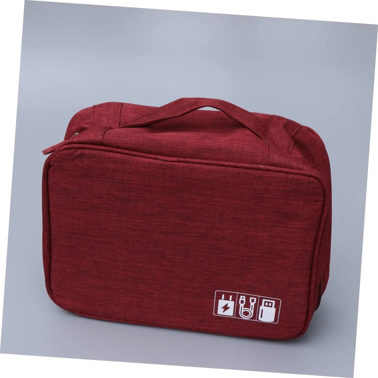 Electronics Organizer Travel Case Cable Carrying Bag Small Electronics Box Bag for Smartphone Tablet Powerbank Wine Red