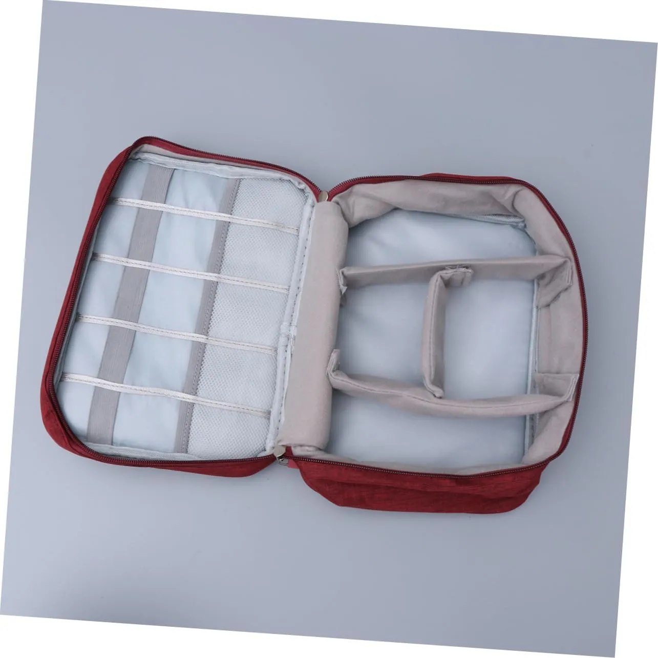 Electronics Organizer Travel Case Cable Carrying Bag Small Electronics Box Bag for Smartphone Tablet Powerbank Wine Red