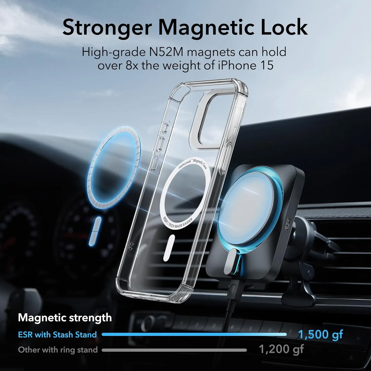 ESR for iPhone 14 Pro Max Case with Stand, Compatible with MagSafe, Full-Body Military-Grade Drop Proof Case with Built-in 9H  Tempered Glass Screen Protector, Armor Series, Clear