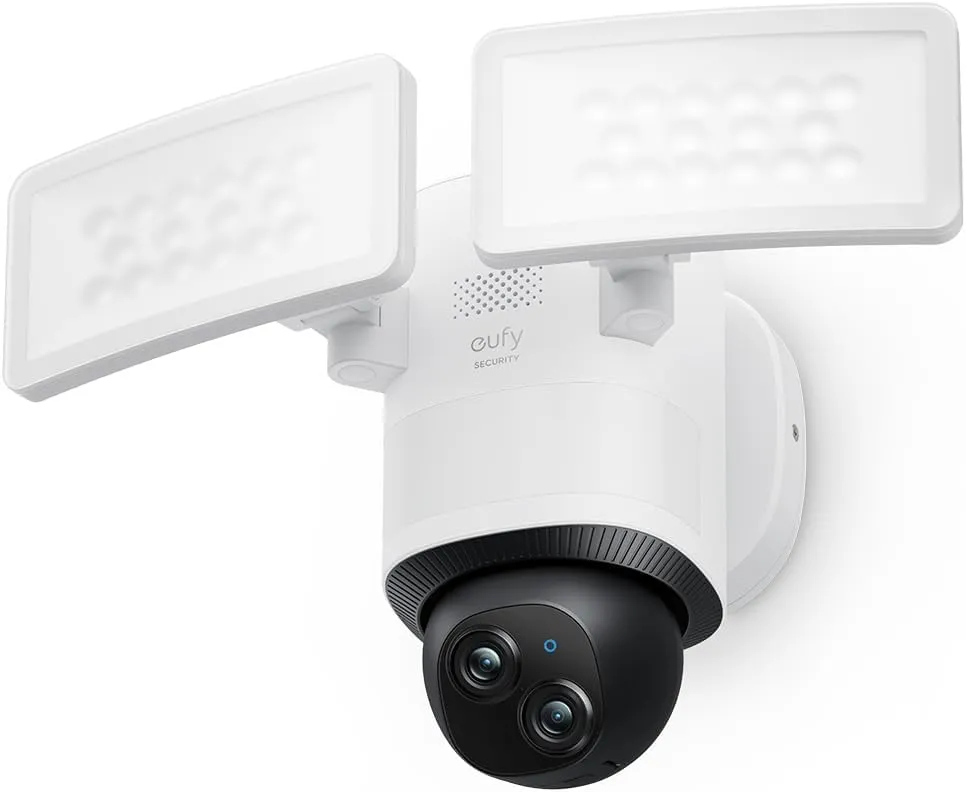 eufy Security Camera Floodlight Camera E340 Wired, Security Camera Outdoor, 360 PTZ, 24/7 Recording, 2.4G/5G Wi-Fi, 2000 LM, Motion Detection, Built-In Siren, Dual Cam, HB3 Compatible, No Monthly Fee