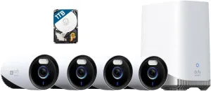 eufy Security eufyCam E330 (Professional) 4-Cam Kit, 4K Outdoor Security Camera System, 24/7 Recording, Plug-in, Wi-Fi NVR, 1TB Hard Drive Included, 10CH, Local Storage, No Monthly Fee