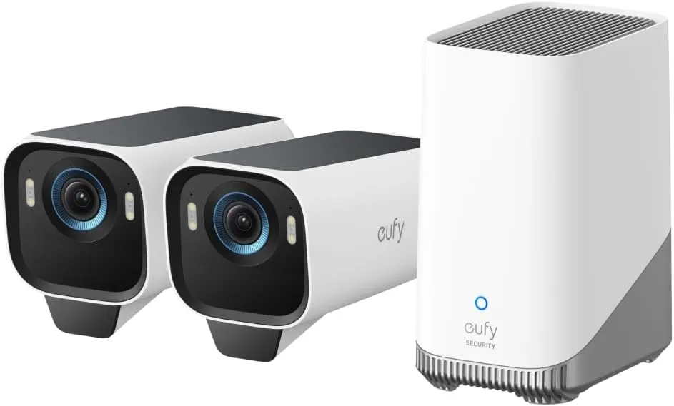 eufy Security eufyCam S3 Pro 2-Cam Kit, Solar Camera Outdoor Wireless, MaxColor Night Vision, 4K Security Camera with Solar Panel, Face Recognition AI, Local Storage, No Monthly Fee (Renewed)