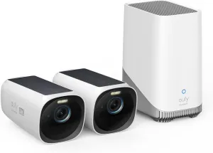 eufy Security S330 eufyCam 3 2-Cam Kit, Security Camera Outdoor Wireless, 4K Camera with Solar Panel, Forever Power, Face Recognition AI, Expandable Local Storage up to 16TB, No Monthly Fee (Renewed)