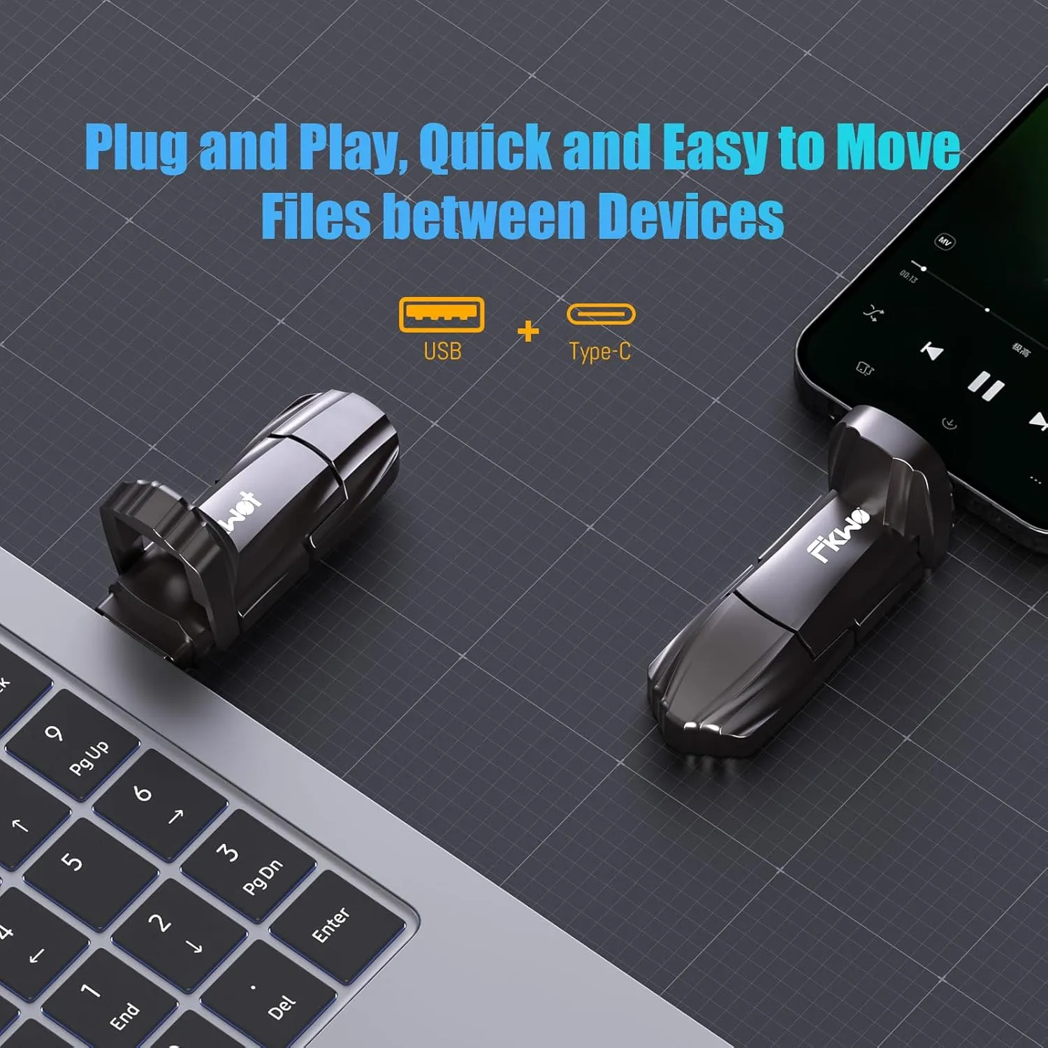 External SSD USB Flash Drive 1TB, Up to 550MB/s 2-in-1 Type C  USB A USB3.2 Gen2 Solid State Thumb Drive SSD Stick for iPhone 15/16/Android/Windows/Mac/PC/Laptops