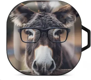 Farmhouse Animals Funny Donkey with Glasses Earbud Case PC Hard Shockproof Headphone Case Earphone Case Compatible with Samsung Galaxy Buds Live Black-Style