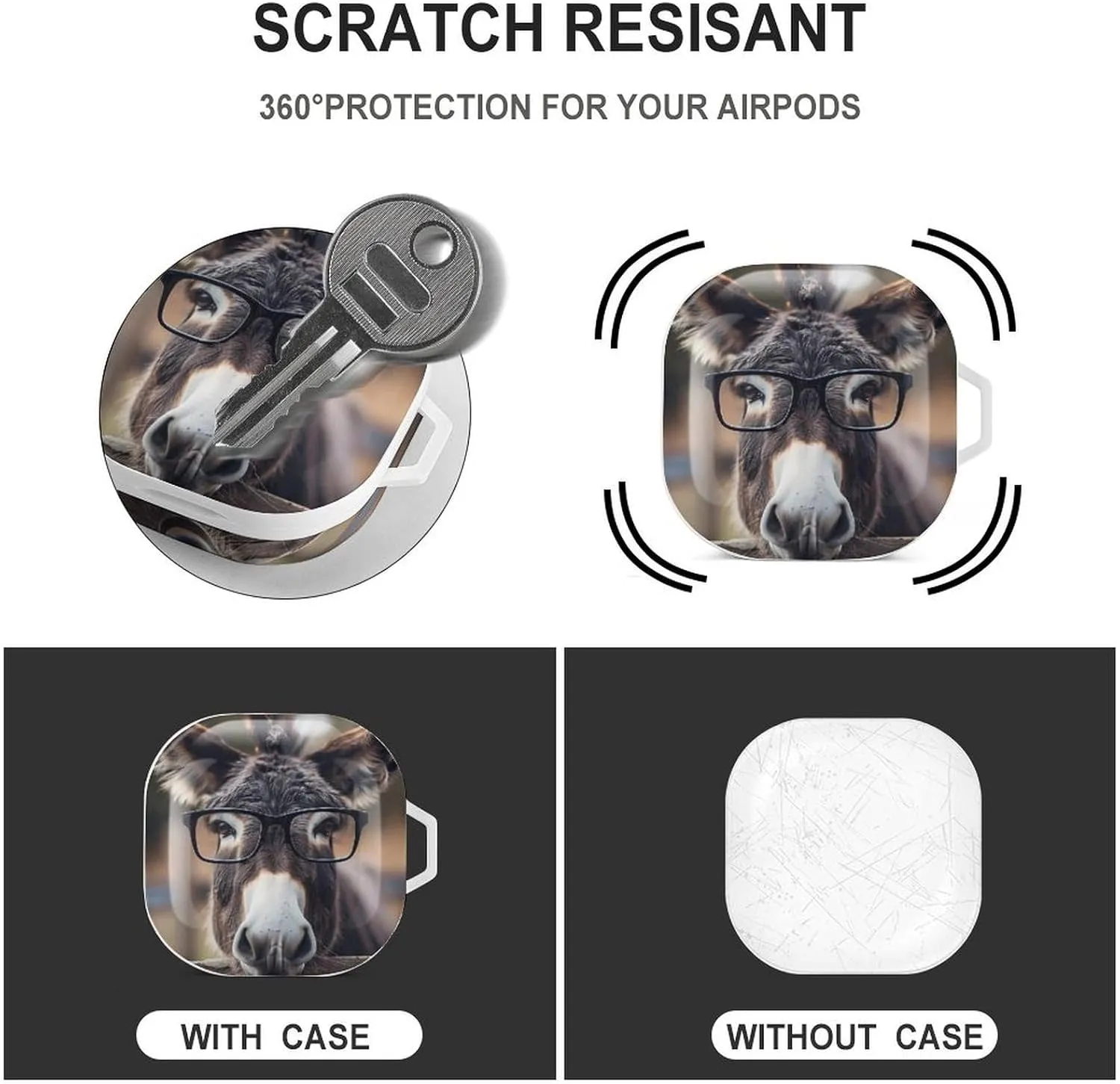Farmhouse Animals Funny Donkey with Glasses Earbud Case PC Hard Shockproof Headphone Case Earphone Case Compatible with Samsung Galaxy Buds Live White-Style