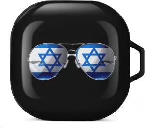 Flag Israel Glasses Earbud Case PC Hard Shockproof Headphone Case Earphone Case Compatible with Samsung Galaxy Buds Live Black-Style