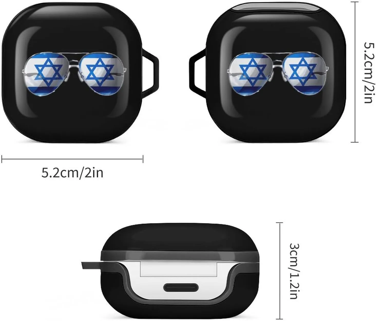 Flag Israel Glasses Earbud Case PC Hard Shockproof Headphone Case Earphone Case Compatible with Samsung Galaxy Buds Live Black-Style