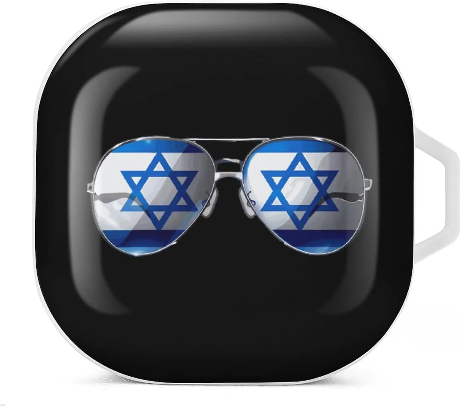 Flag Israel Glasses Earbud Case PC Hard Shockproof Headphone Case Earphone Case Compatible with Samsung Galaxy Buds Live White-Style