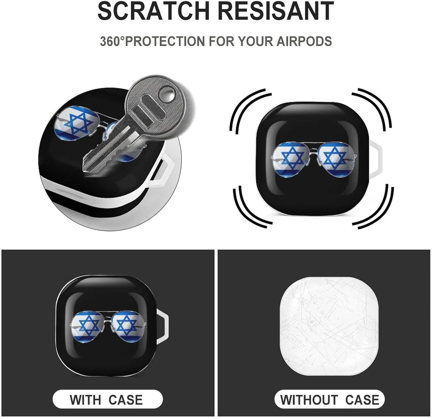 Flag Israel Glasses Earbud Case PC Hard Shockproof Headphone Case Earphone Case Compatible with Samsung Galaxy Buds Live White-Style