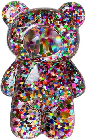 Foldable Bear Shaped Phone Grip - Epoxy Sequins 3D Cute Bracket for Desktop & Mobile Phone Finger Stand