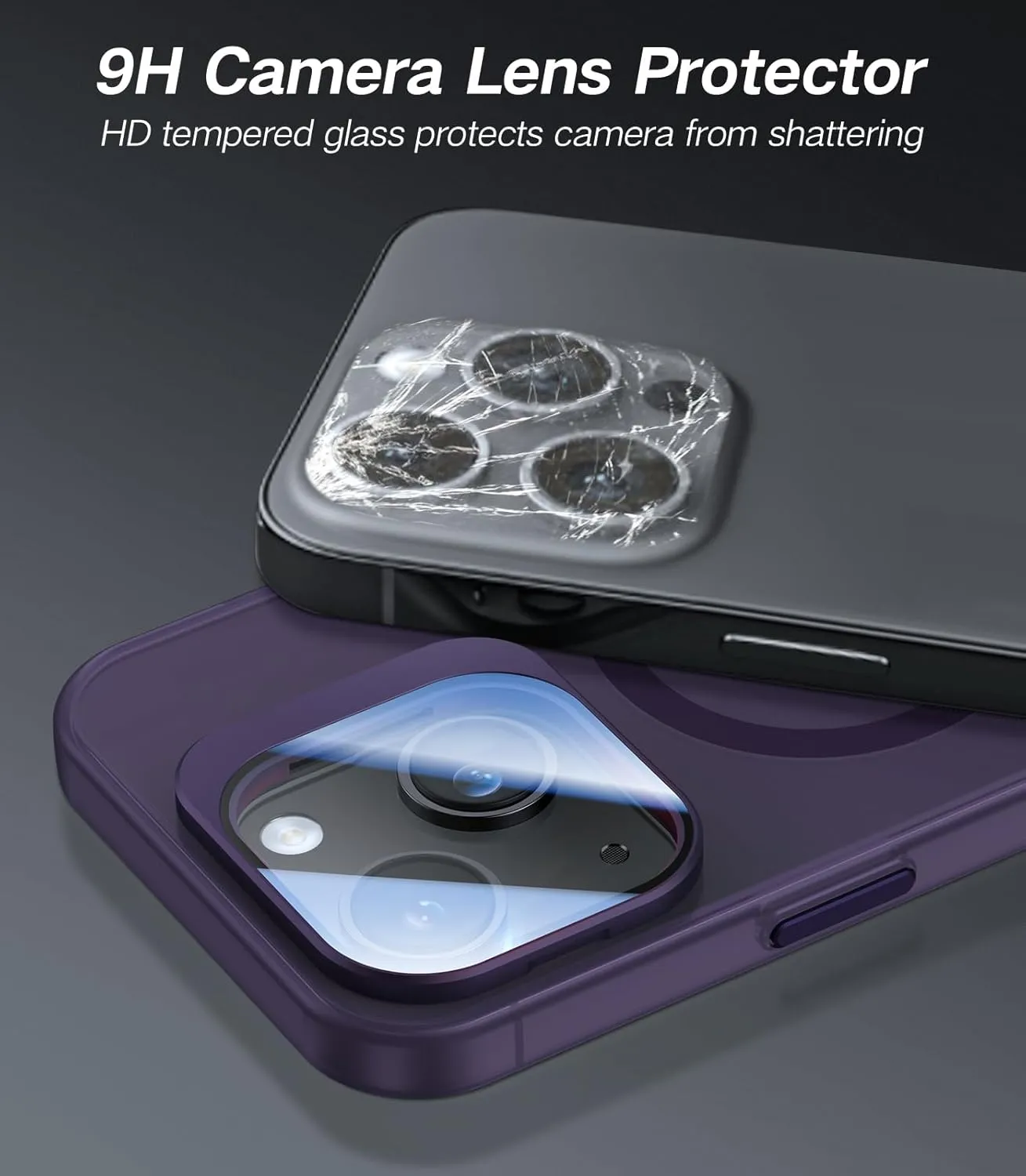 for iPhone 13 Case/iPhone 14 Case with Camera Cover Stand [Built-in 9H Camera Lens Protector][Fit for Magsafe] Military Grade Shockproof Translucent Matte Magnetic Phone Case 6.1" Purple