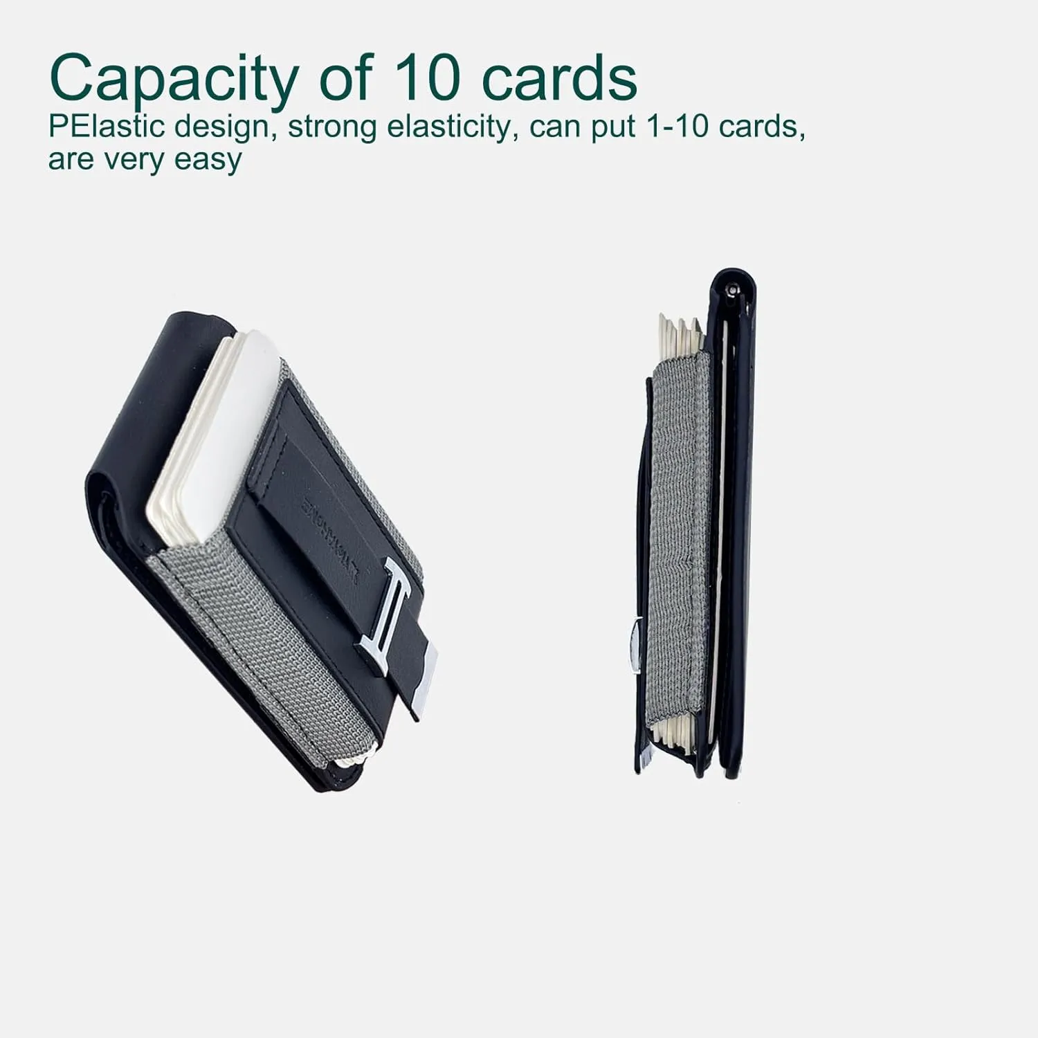 for Magsafe Wallet with Adjustable Stand and Grip, 10 Cards Holder Magnetic iPhone Wallet, Up to 4,500g Strength Magnet, for iPhone 16/15/14/13/12 Series, Black Wallet Black Band