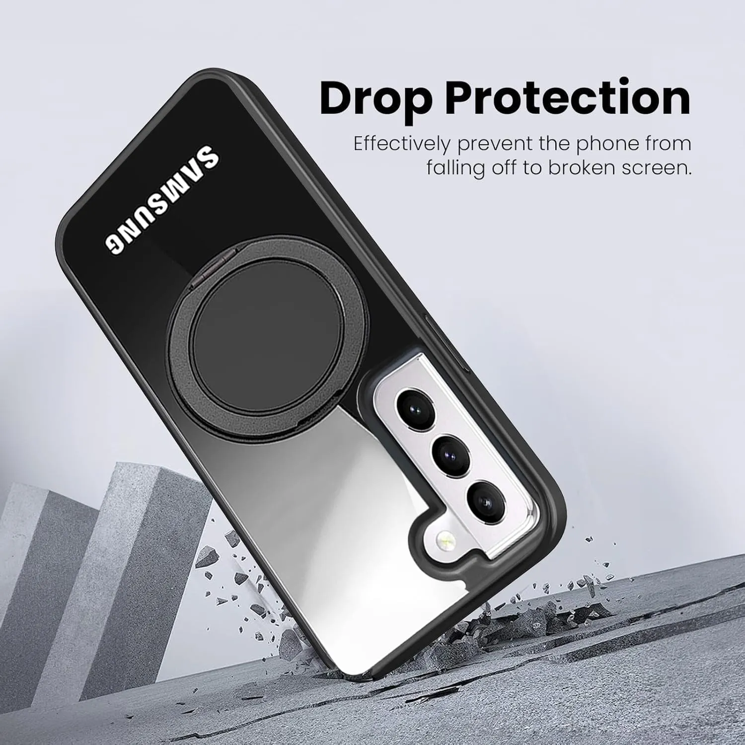 for Samsung Galaxy S21 Plus Magnetic Case [Compatible with Magsafe] Hard PC Back [Built-in Metal Magnetic Stand] Slim Fit Anti Yellow Clear Shockproof Protective Phone Cover, Black