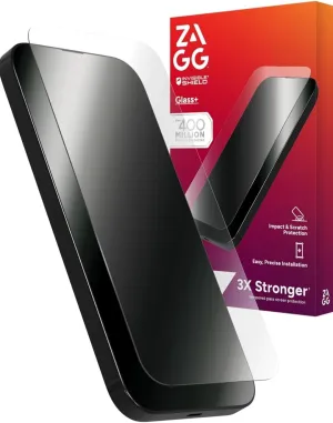 For ZAGG Glass Protect Screen Protector for iPhone 16/15/15 Pro  Anti-Glare 3X Stronger Tempered Glass with Reinforced Edges, Scratch & Smudge Resistant, Easy Installation