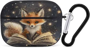 Fox Read Books Earbud Case Bluetooth Headphone Case Full Protective Case with Keychain Compatible with Airpods Pro Black-Style