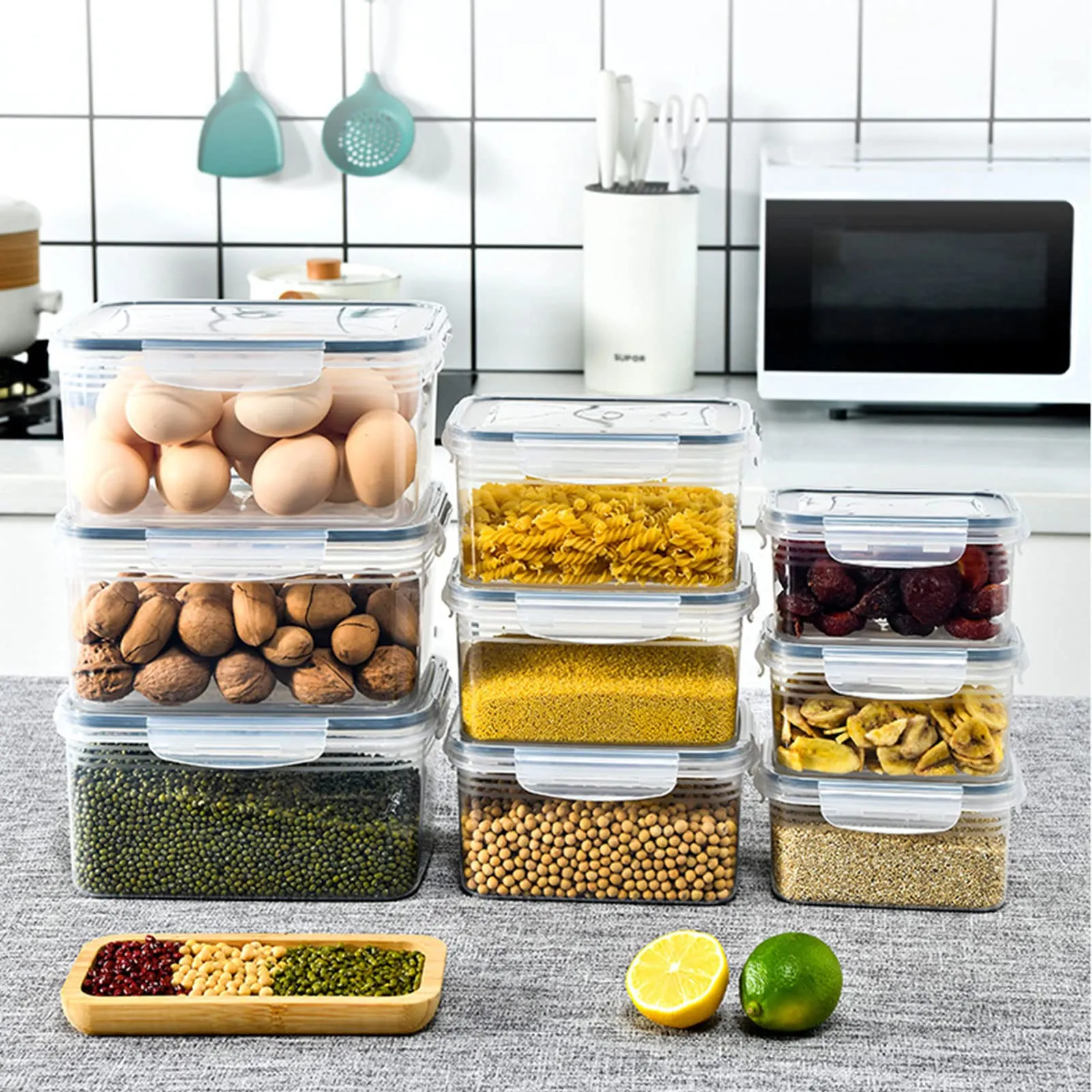 Fresh Food Storage Containers, 3 Pack Large Capacity Produce Saver Box with Drain Baskets & Lid for Vegetable and Fruit - BPA Free Stackable Refrigerator Organizer for Kitchen (0.8L 1.7L 3.15L)