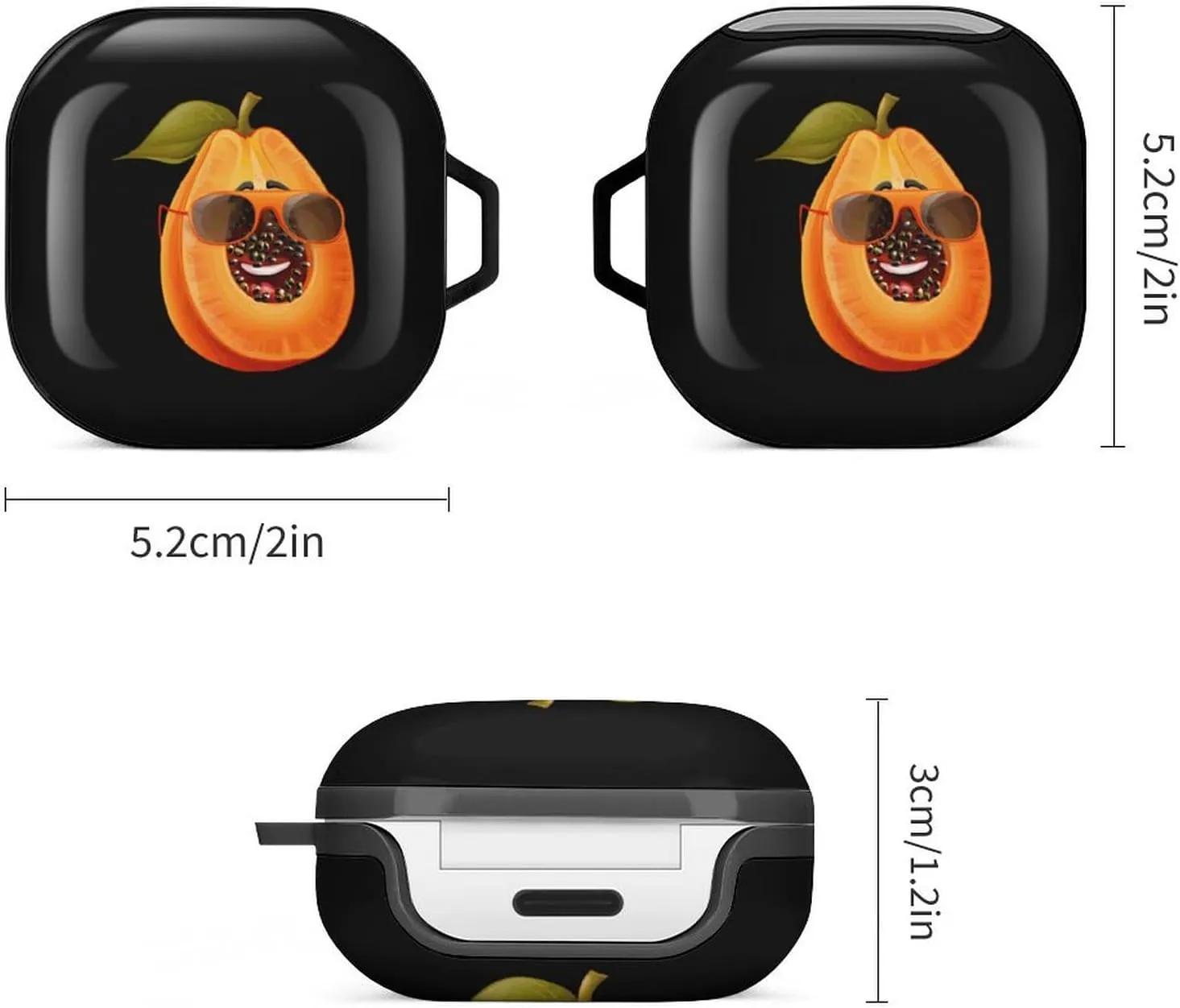 Fruit Papaya Glasses Papaya Earbud Case PC Hard Shockproof Headphone Case Earphone Case Compatible with Samsung Galaxy Buds Live Black-Style