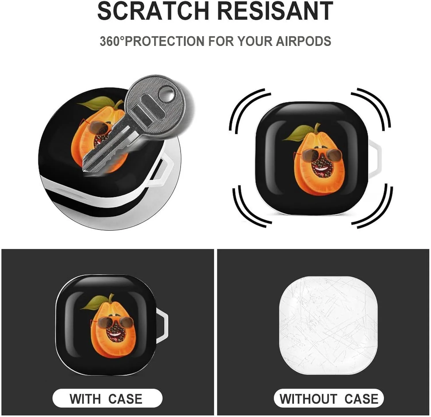 Fruit Papaya Glasses Papaya Earbud Case PC Hard Shockproof Headphone Case Earphone Case Compatible with Samsung Galaxy Buds Live White-Style