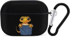 Funny Leopard Gecko Lizard Earbud Case Bluetooth Headphone Case Full Protective Case with Keychain Compatible with Airpods Pro Black-Style