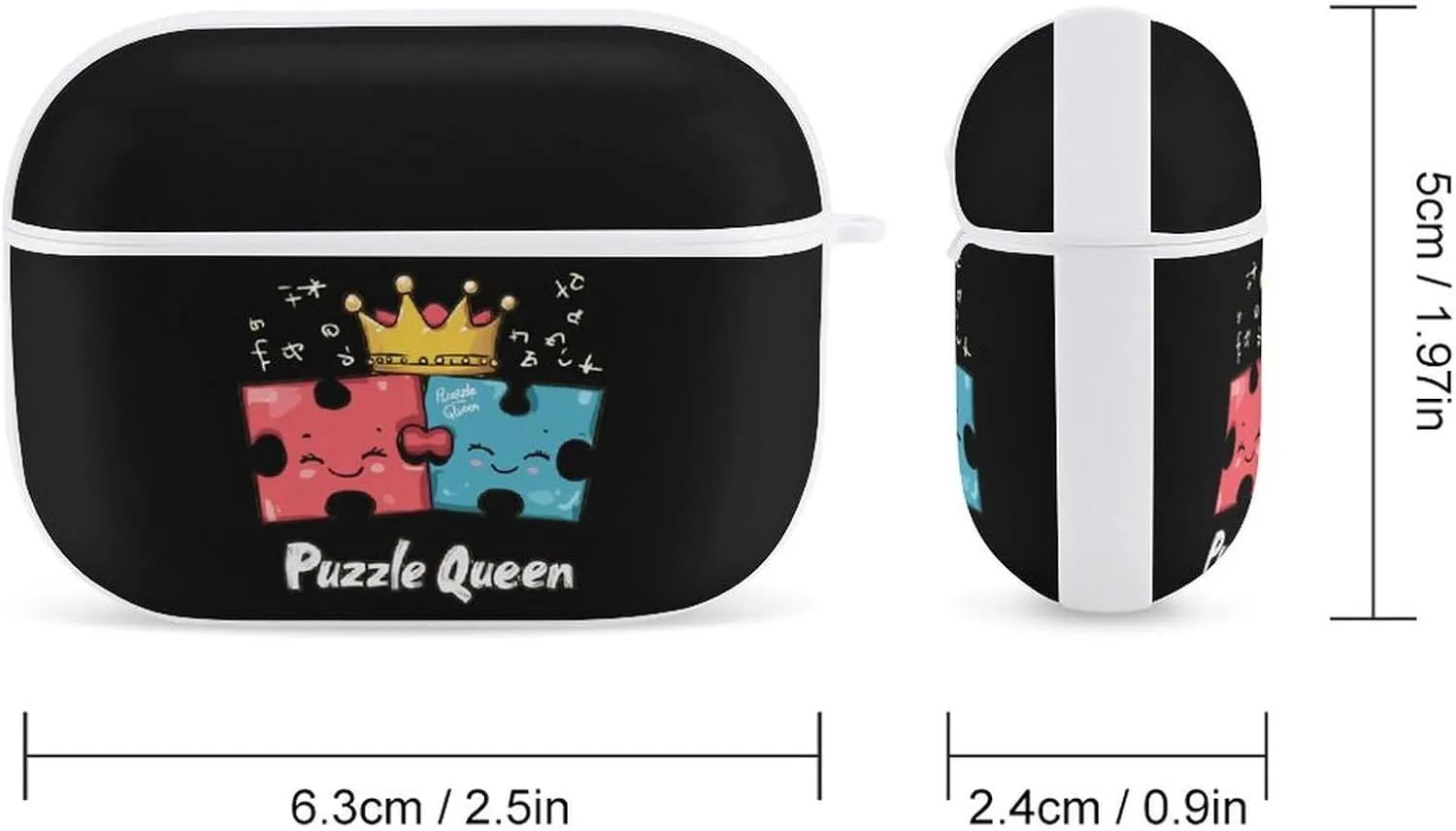 Funny Puzzle Queen Earbud Case Bluetooth Headphone Case Full Protective Case with Keychain Compatible with Airpods Pro White-Style