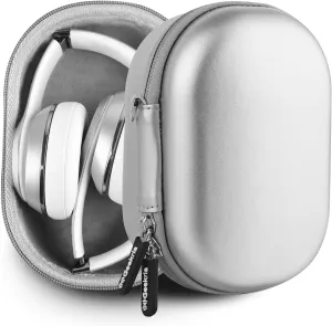 Geekria PRO Rugged Headphones Case Compatible with Beats Solo Pro/4/3/2, Hard Shell, Durable, Multi-Layer Protection Travel Carrying Bag (Silver)