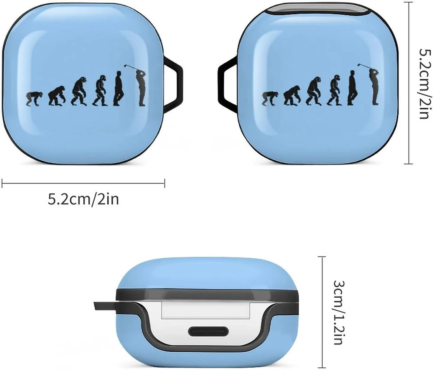 Golf Evolution Golfers & Golf Players Earbud Case PC Hard Shockproof Headphone Case Earphone Case Compatible with Samsung Galaxy Buds Live Black-Style