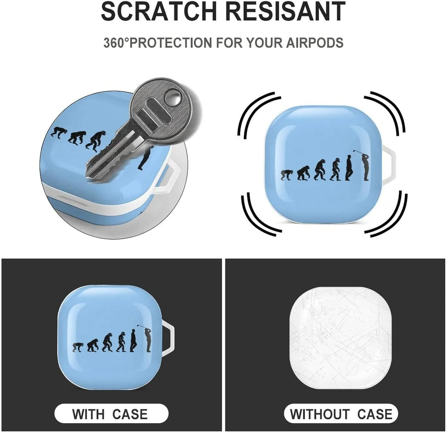 Golf Evolution Golfers & Golf Players Earbud Case PC Hard Shockproof Headphone Case Earphone Case Compatible with Samsung Galaxy Buds Live White-Style