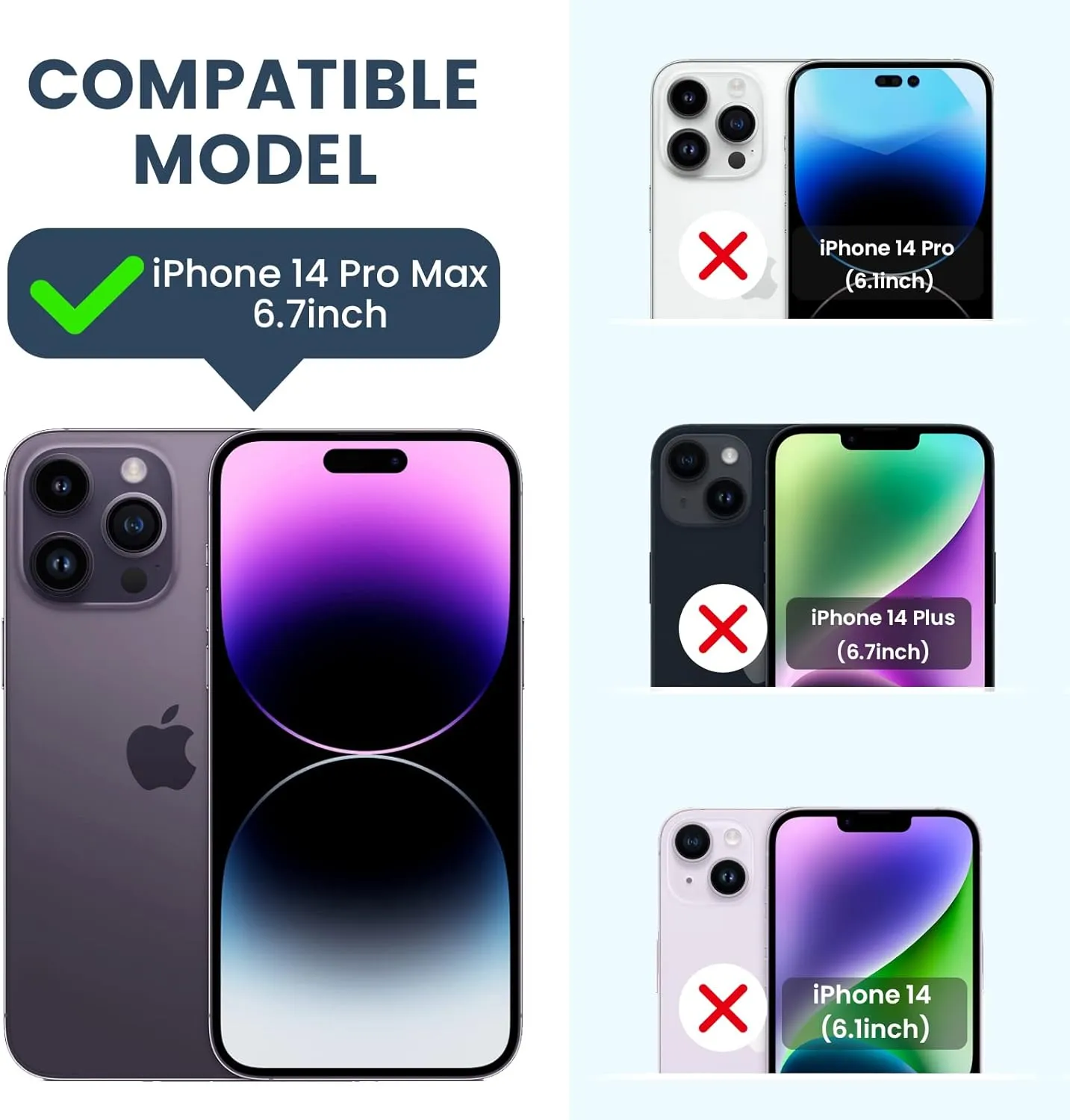 Goton for iPhone 14 Pro Max Case with Screen Protector - Slide Camera Cover Phone Case with Ring Stand, Heavy Duty Military Grade Shockproof Rugged Case for 14 Pro Max Accessories Dark Purple