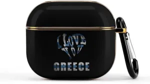 Greeks Love Greece Slim Travel Carrying Headphone Case Compatible with AirPods Smart Hard Shell Cover
