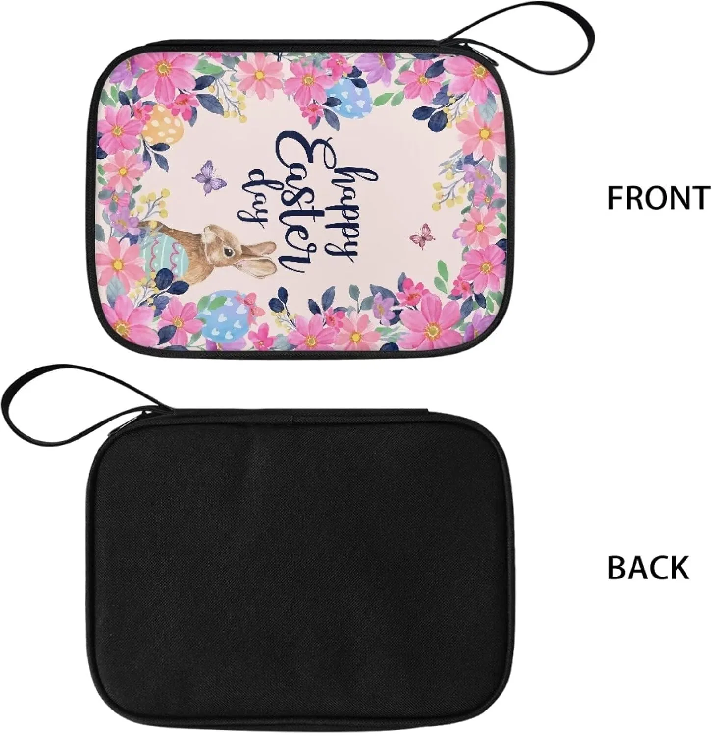 Happy Easter Watch Bands Storage Bag Hold Up to 12 Watch Straps Not Slip Travel Watch Straps Storage Organizer and Holder with Handle, Carrying Case for Smartwatch Accessories (Bag Only)