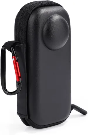 Hard Shell Carrying Case, with Carabiner Waterproof Anti-shock Travel Case Lens Cover Portable Protective Storage Bag for Insta360 X4 Camera Accessories (Black)