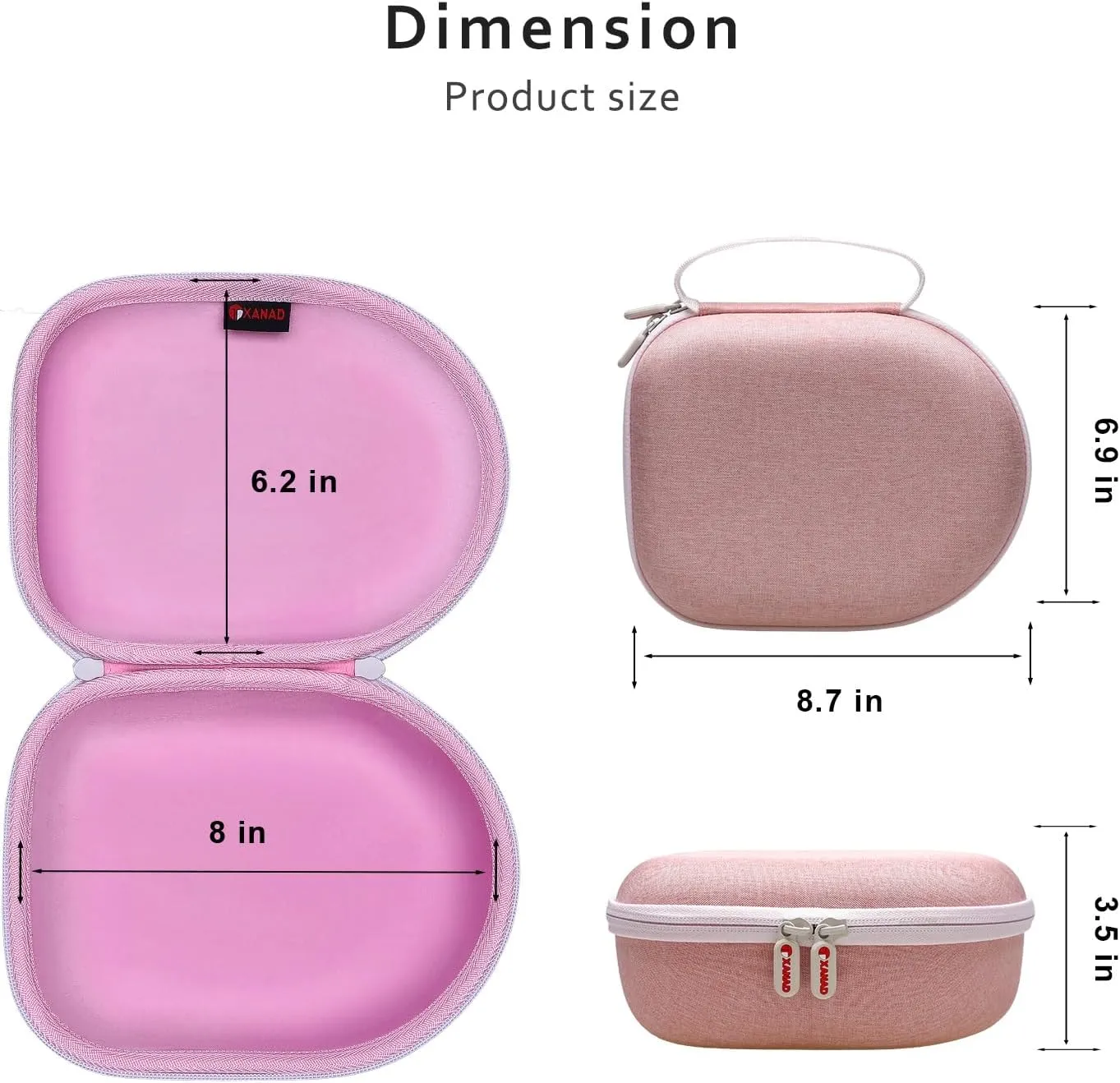 Headphone Headset Case for Beats, Sony, Raycon, JBL, OneOdio, TOZO, SteelSeries, Jabra, Audio-Technica & Sennheiser HeadphonesOuter Pink Inner Pink